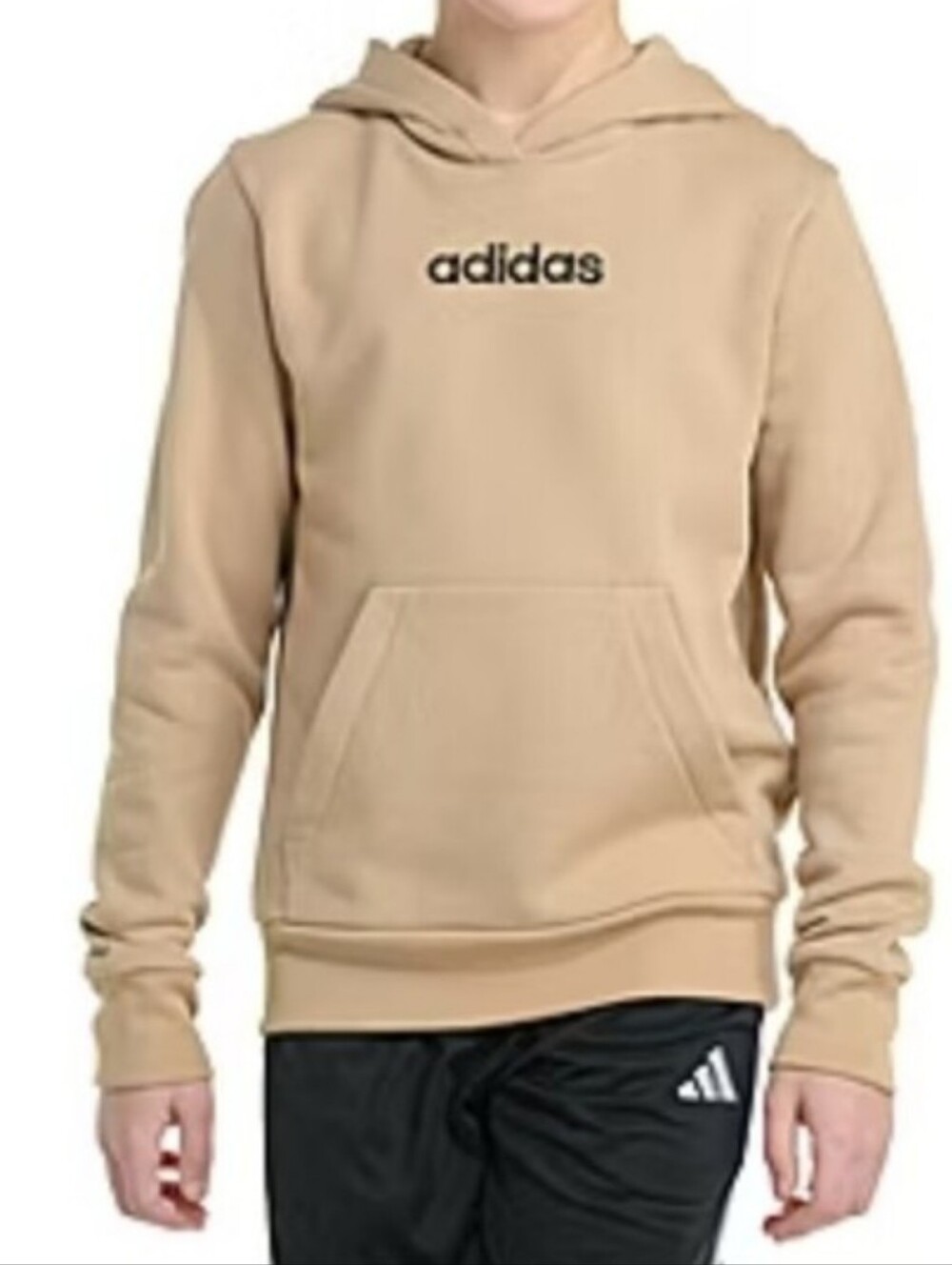 adidas Big Kids Long Sleeve Embroidered Fleece Active Hoodie-Medium